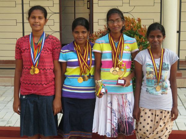 Some of the girls with their sports medals