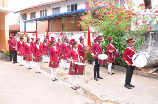 School band in uniform and formation